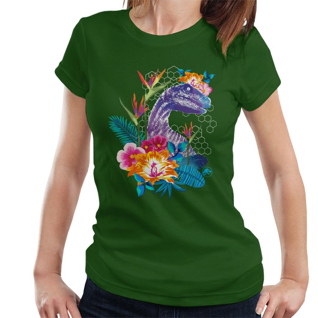 Jurassic Park Velociraptor Colourful Jungle Women's T-Shirt product image 4