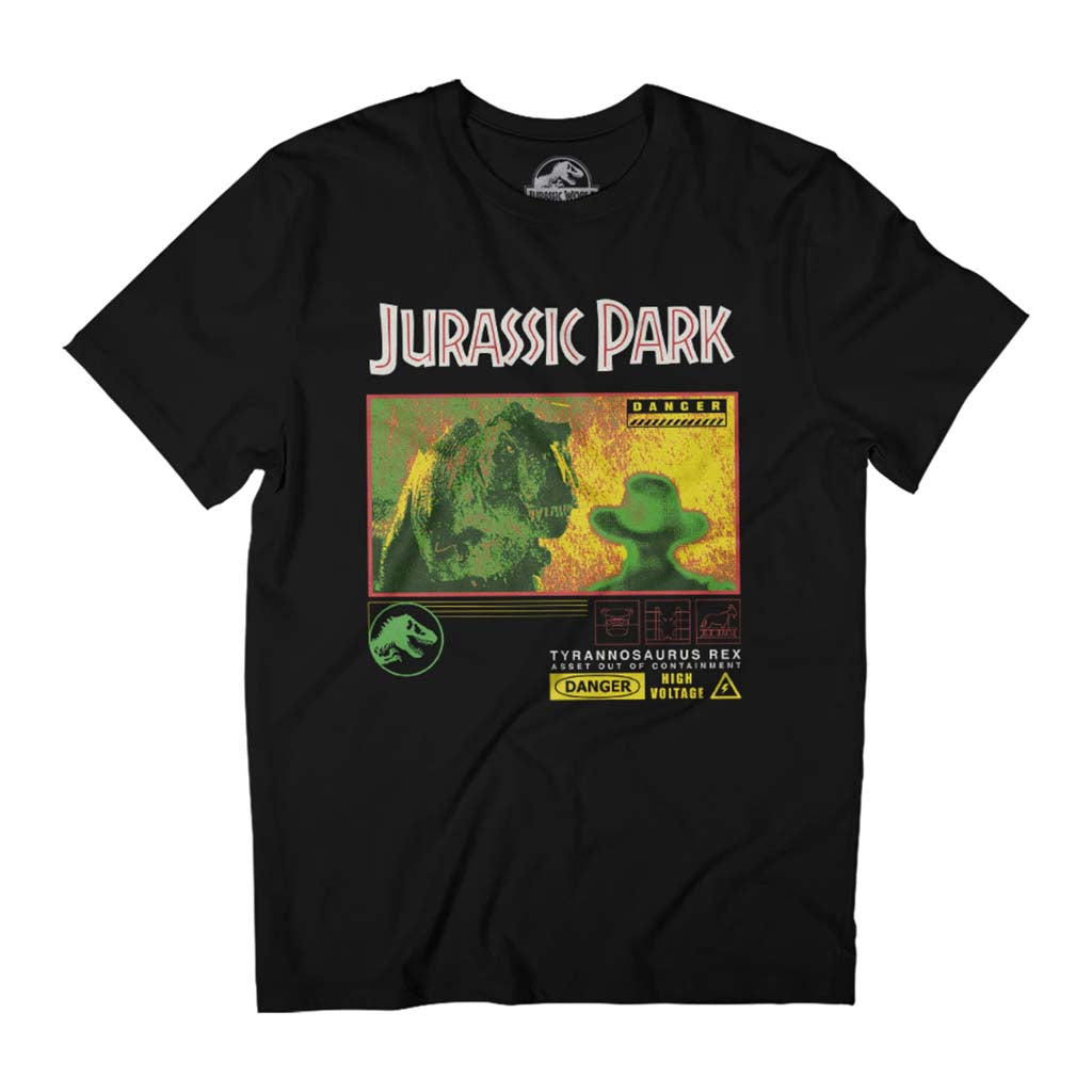 Jurassic Park T Rex Danger High Voltage Men's T-Shirt product image 1