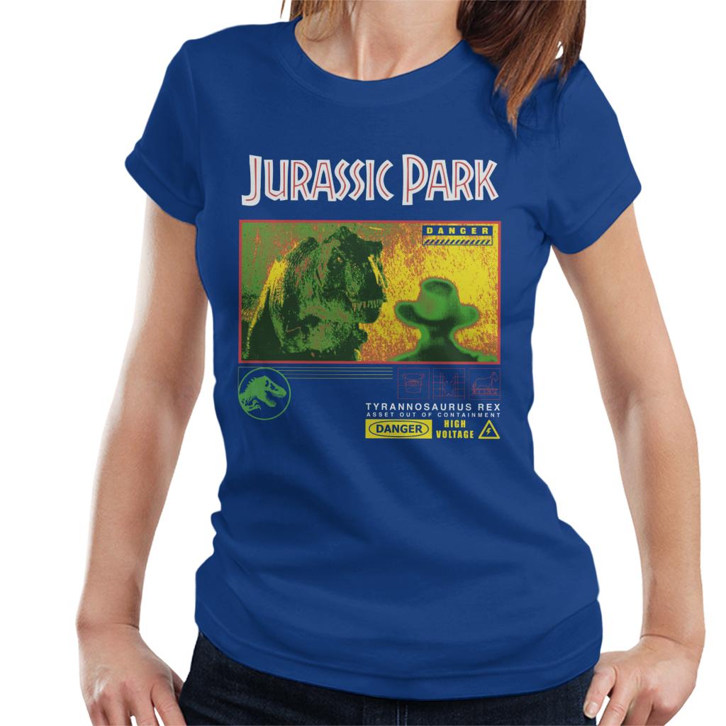Jurassic Park T Rex Danger High Voltage Women's T-Shirt product image 4
